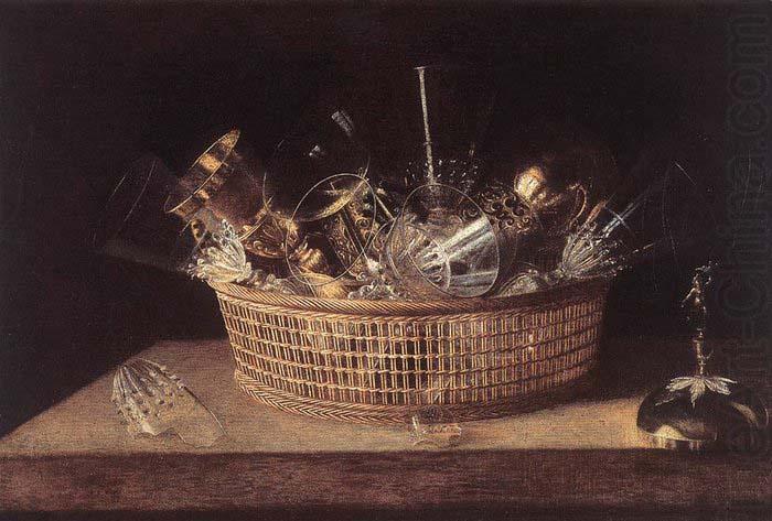 Sebastian Stoskopff Still-Life of Glasses in a Basket